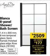 Builders Warehouse Aqua Dior Blanca 8 Panel Shower/Bath Screen 1.4m x 800mm 781990 offer