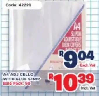 Africa Cash and Carry A4 ADJ. Cello with Glue Strip offer