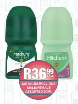 Take 'n Pay Mitchum roll ons male/ female assorted offer