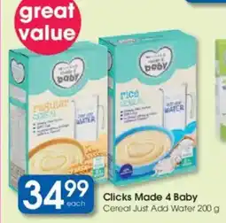 Clicks Clicks Made 4 Baby Cereal Just Add Water offer