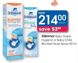 Clicks Stérimar Baby Nasal Hygiene or Baby-Child Blocked Nose Spray offer