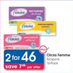 Clicks Clicks Femme Tampons offer