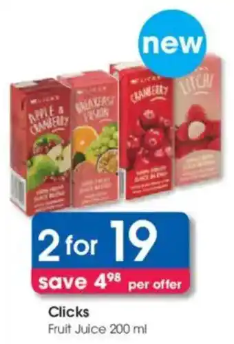 Clicks Clicks Fruit Juice offer