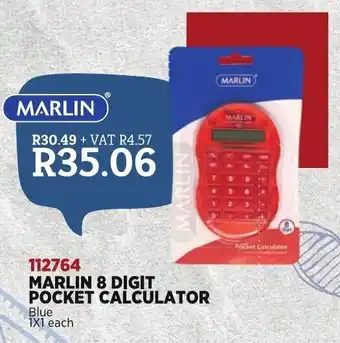 Africa Cash and Carry Marlin 8 Digit Pocket Calculator Blue offer