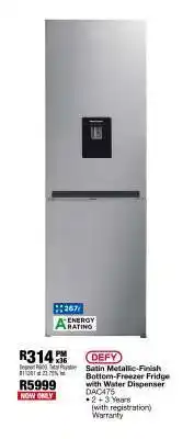 OK Furniture DEFY Satin Metallic-Finish Bottom-Freezer Fridge with Water Dispenser DAC475 offer