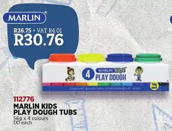 Africa Cash and Carry Marlin  Kids Play Dough Tubs 56g x 4 Colours offer