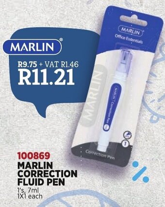 Africa Cash and Carry Marlin Correction Fluid Pen 1's 7ml offer