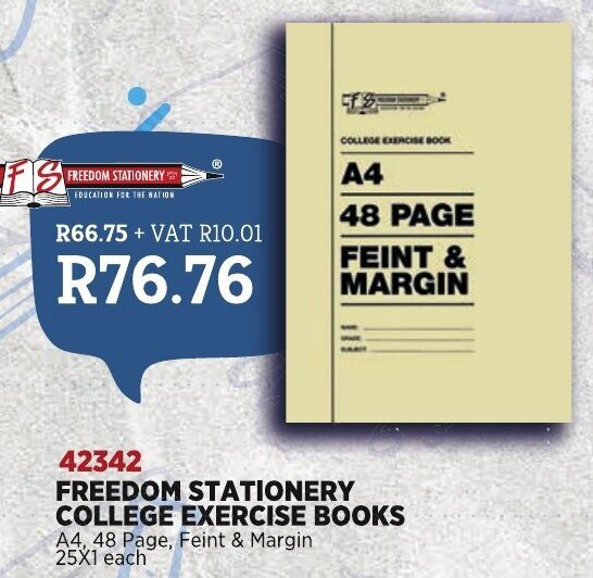 Freedom Stationery College Exercise Books offer at Africa Cash and Carry