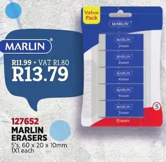 Africa Cash and Carry Marlin Erasers 5's 60 x 20 x 10mm offer