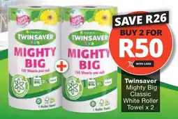 Checkers Twinsaver Mighty Big Classic White Roller Towel offer