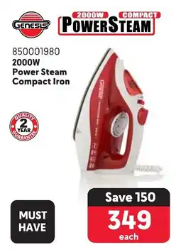 Makro Genesis 2000W Power Steam Compact Iron offer
