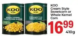 Elite Cash & Carry Koo Cream Style Sweetcorn or Whole Kernel Corn offer