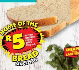 Shoprite IN-STORE STANDARD BROWN BREAD 600g offer