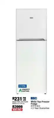 OK Furniture KIC White Top Freezer Fridge offer
