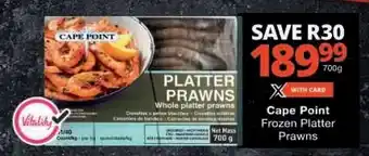 Checkers Cape Point Frozen Platter Prawns offer