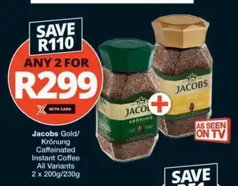 Checkers Jacobs Gold/Krönung Caffeinated Instant Coffee offer
