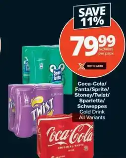 Checkers Coca-Cola/Fanta/Sprite/Stoney/Twist/Sparletta/Schweppes Cold Drink offer