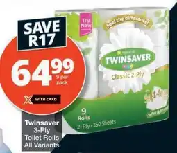 Checkers Twinsaver 3-Ply Toilet Rolls offer