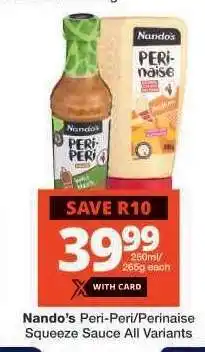 Checkers Nando's Peri-Peri/Perinaise Squeeze Sauce offer