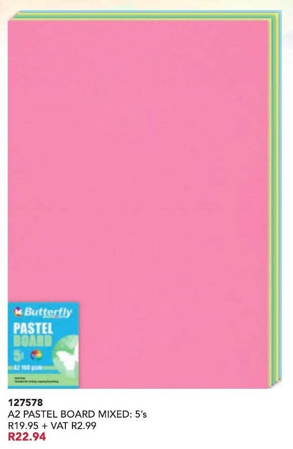 A2 Pastel Board Mixed 5's offer at Africa Cash and Carry