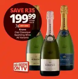 Checkers Krone Cap Classique Sparkling Wine offer