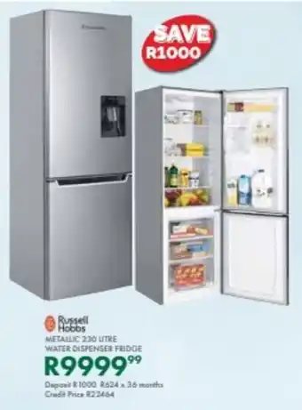 Beares Russell Hobbs metallic water dispenser fridge offer