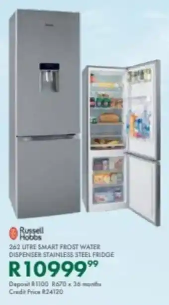 Beares Russell hobbs smart frost water dispenser stainless steel fridge offer