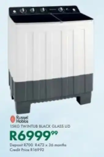 Beares Russel hobbs twintub black glass lid offer
