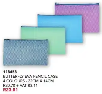 Butterfly Eva Pencil Case 4 Colours 22cm x 14cm