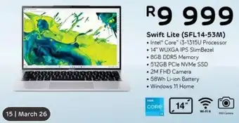 Computer Mania Acer Swift Lite Intel Core i3-1315U Processor Laptop offer