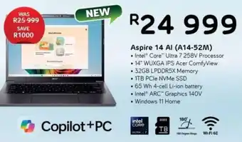 Computer Mania Acer Aspire 14 AI Intel Core Ultra 7 258V Processor Laptop offer