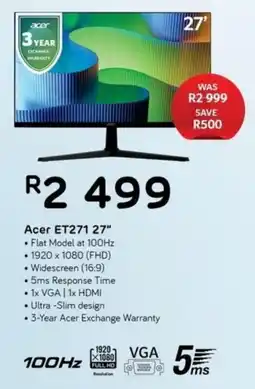 Computer Mania Acer ET271 27" Monitor offer