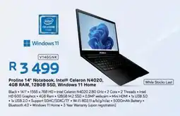 Computer Mania Proline 14" Notebook, Intel Celeron N4020, 4GB RAM, 128GB SSD, Windows 11 Home offer