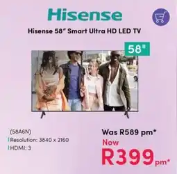 Teljoy Hisense 58" Smart Ultra HD LED TV offer