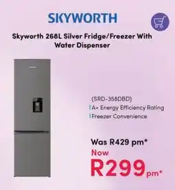 Teljoy Skyworth Silver Fridge/ Freezer With Water Dispenser offer