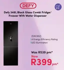 Teljoy Defy Black Glass Combi Fridge/ Freezer With Water Dispenser offer