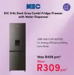 Teljoy KIC Dark Grey Combi Fridge/ Freezer with Water Dispenser offer