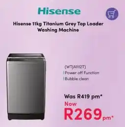Teljoy Hisense Titanium Grey Top Loader Washing Machine offer