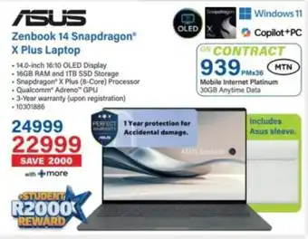 Incredible Connection Asus Zenbook 14 Snapdragon X Plus Laptop offer