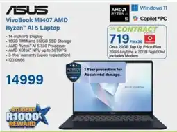 Incredible Connection Asus VivoBook M1407 AMD Ryzen AI 5 Laptop offer
