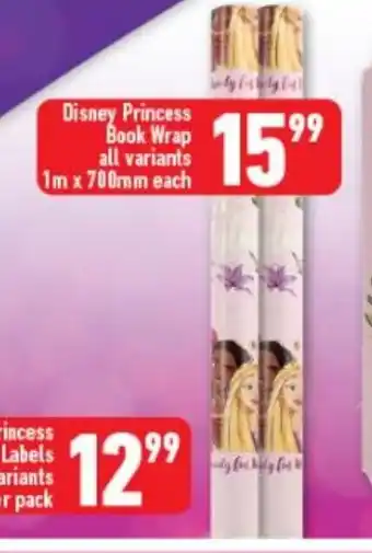 Shoprite Disney Princess Book Wrap All Variants 1m x 700mm each offer