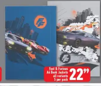 Shoprite Fast & Furious A4 Book Jackets All Variants 5 per pack offer