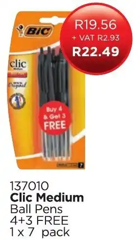 Clic Medium Ball Pens 1 x 7 Pack
