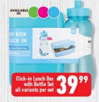 Shoprite Click-in Lunch Box with Bottle Set All Variants per set offer
