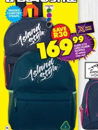 Shoprite Island Style Large Fashion Backpack All Variants 43cm each offer