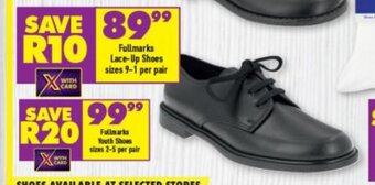 Shoprite Fullmarks Lace-Up Shoes Sizes 9-1 per pair offer