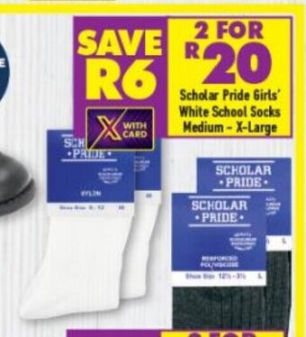 Shoprite Scholar Pride Girls White School Socks Medium X-Large offer