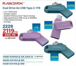 Incredible Connection SanDisk Dual Drive Go USB Type-C 1TB offer
