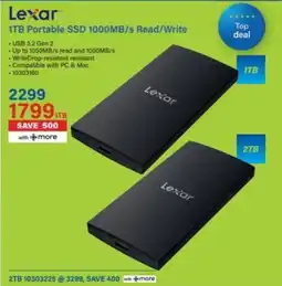 Incredible Connection Lexar 1TB Portable SSD 1000MB/s Read/Write offer