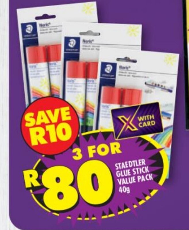 Staedtler Glue Stick Value Pack 40g offer at Shoprite